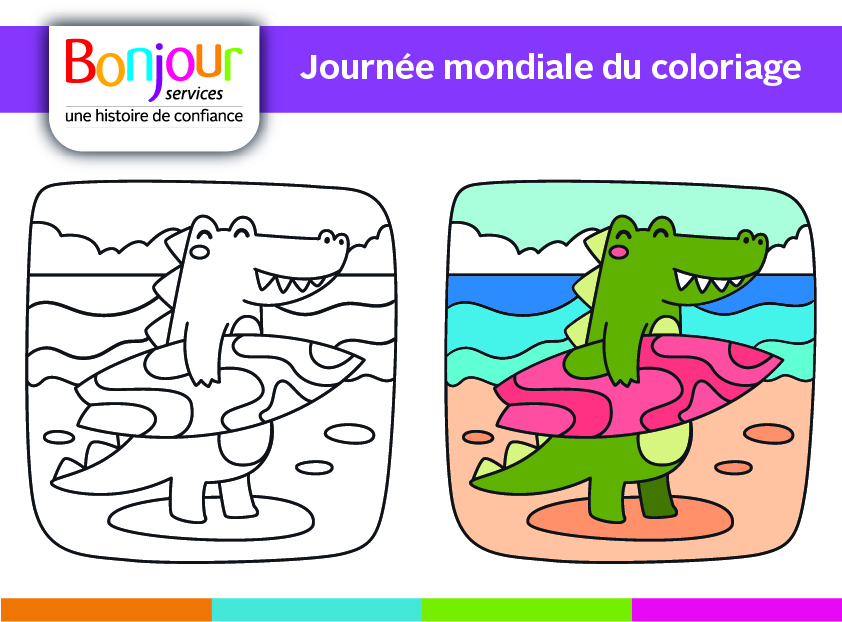 Journee mondiale du coloriage dessin crocodile