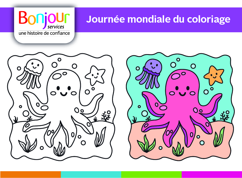 Journee mondiale du coloriage dessin pieuvre