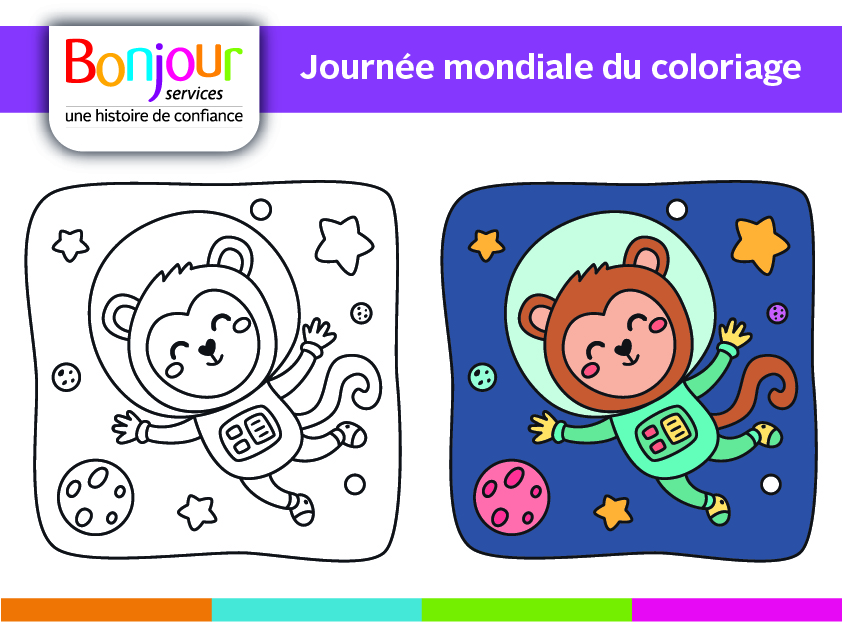 Journee mondiale du coloriage dessin singe